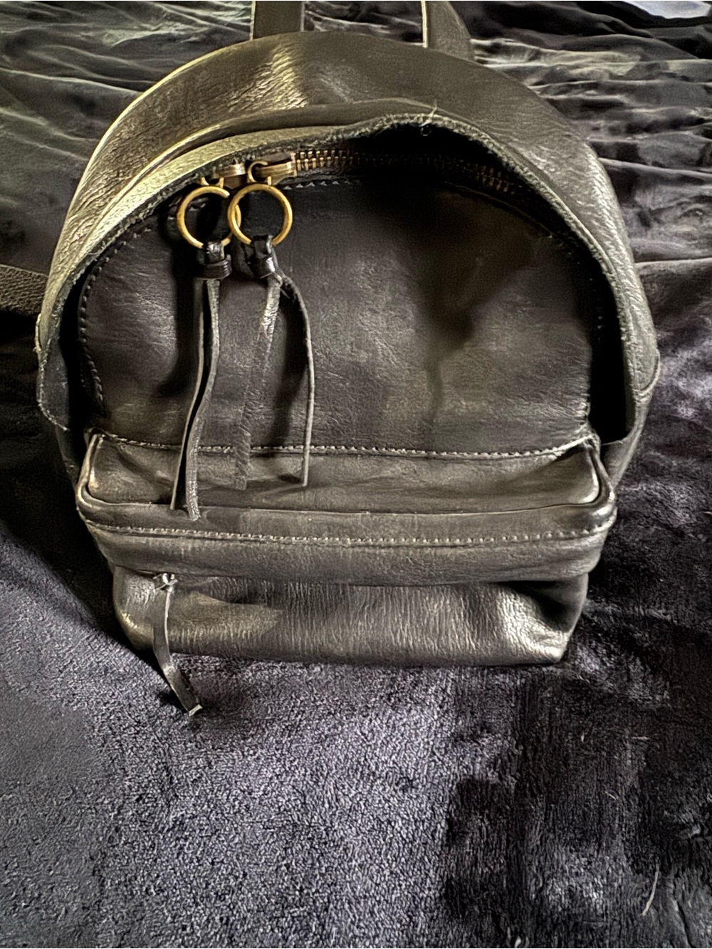 MADEWELL Black Leather Mini Backpack